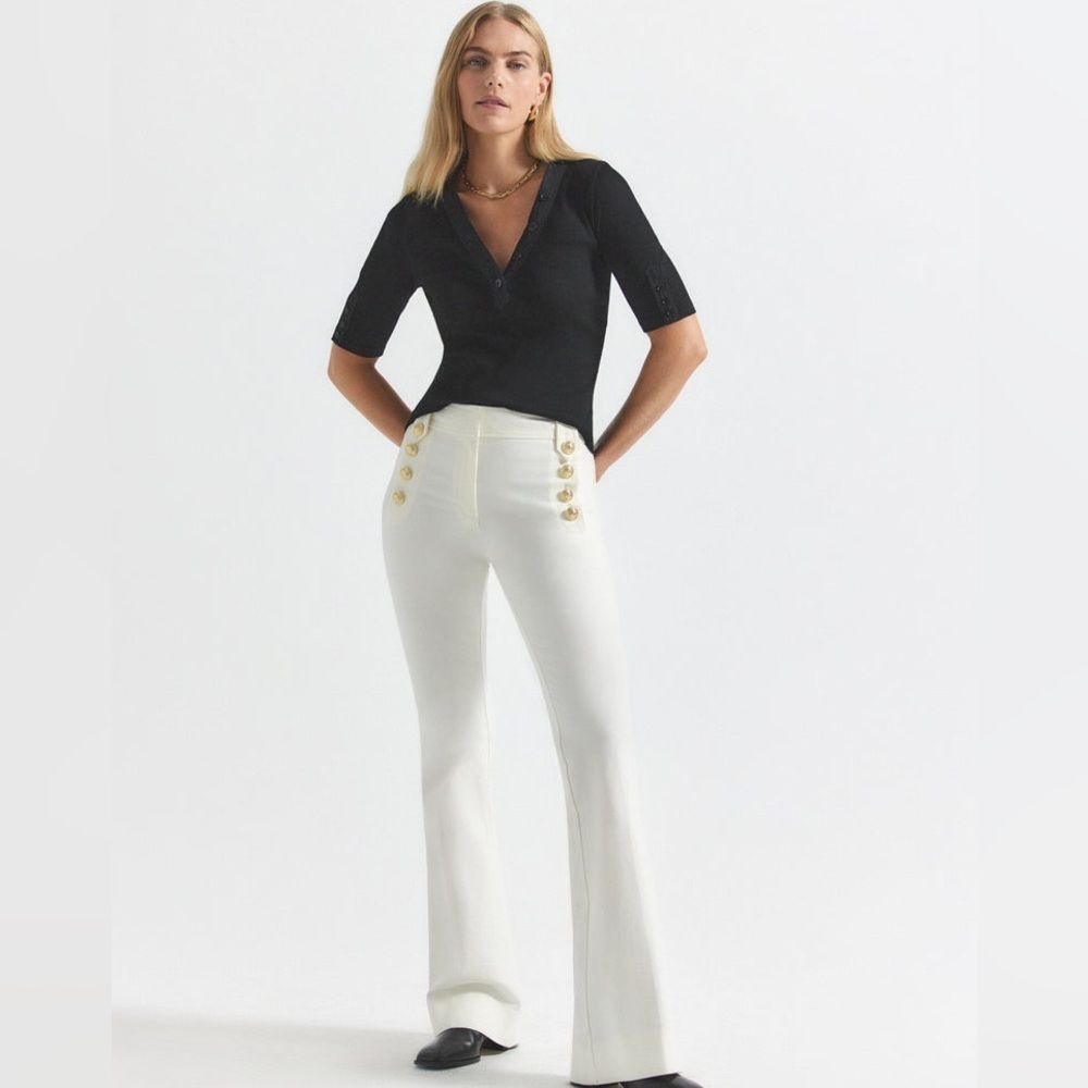 Derek Lamb Flare Leg Robertson Flare Leg Trouser SZ 10 NWT Soft White Cream